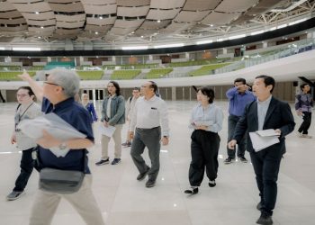 Peninjauan venue Edutorium UMS bersama dengan perwakilan ABU, NHK, dan TVRI. Foto: Ist.