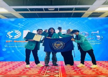 Tim mahasiswa UMS meraih medali emas dalam ajang Malaysia Technology Expo 2026. Foto: Ist.