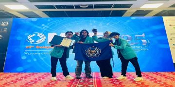 Tim mahasiswa UMS meraih medali emas dalam ajang Malaysia Technology Expo 2026. Foto: Ist.