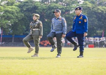 Gelar Pasukan dalam rangka HUT Satpol PP, Satlinmas dan Damkar tingkat Provinsi Jawa Tengah 2026 di Stadion Sriwedari Solo pada Selasa, 12 Mei 2026. Foto: Ist.