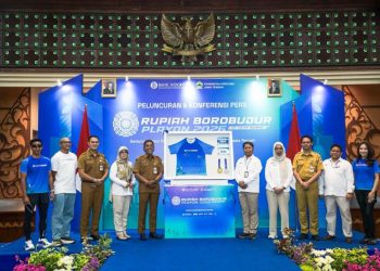 Sekretaris Daerah Provinsi Jawa Tengah, Sumarno bersama dengan perwakilan dari BI Jateng dalam acara launching dan press conference Rupiah Borobudur Playon (RPB) 2026 di Gedung Kantor Perwakilan Bank Indonesia Provinsi Jawa Tengah, Senin (25/5/2026). Foto : Ist.
