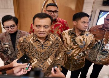 Gubernur Ahmad Luthfi memberikan keterangan pers usai menghadiri acara Rakor Pengendalian Alih Fungsi Lahan Sawah, Kamis 4 Juni 2026. Foto: Ist.