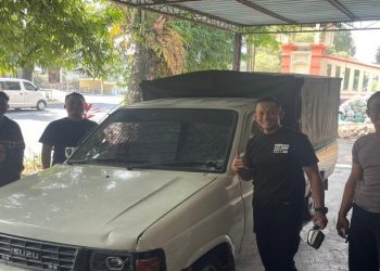 Aparat Polres Sragen berhasil mengamankan mobil yang diduga terlibat kecelakaan tabrak lari di Jalan Tanon–Sumberlawang, Senin (8/6/2026). Foto: Ist.