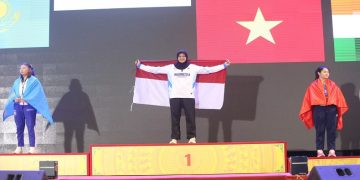 Atlet Tapak Suci UMS, Kirana Tias Savira meraih medali emas pada 10th Asian Pencak Silat Championship 2026 di Dong Nai, Vietnam, pada 15-23 Juli 2026. Foto: Ist.