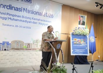 Wakil Menteri Pendidikan Tinggi, Sains, dan Teknologi Prof. Dr. Fauzan, M.Pd.,saat menghadiri Rakornas 2026 Fosma PTMA di UMS, Selasa (28/7/2026). Foto: Ist.