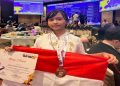 Siswi kelas 6 SDN Mangkubumen Kidul Surakarta, Aisha Adelia Sintha Sugiar meraih Bronze Award kategori Science dalam ajang IMASO 2026. Foto: Ist.