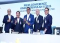Direktur Utama BSI Anggoro Eko Cahyo, Wakil Direktur Utama Bob T Ananta, Direktur Finance & Strategy Ade Cahyo Nugroho, Direktur Risk Management Grandhis H.Harumansyah dan Direktur Retail Banking Kemas Erwan Husainy pada paparan kinerja perseroan triwulan II/2026 di Kantor Pusat BSI Jakarta (21/8/2026). Foto: Ist.