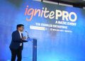 Direktur Pengembangan Ekosistem Digital, Kementerian Komunikasi dan Digital RI Dr. Sonny Hendra Sudaryana memberikan paparan pada forum ignitePRO sebagai bagian dari rangkaian Bali Annual Telkom International Conference (BATIC) 2026. Foto: Ist.