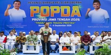 Gubernur Jawa Tengah, Ahmad Luthfi membuka Popda Jateng 2026 di GOR Jatidiri, Kota Semarang, Selasa 1 September 2026. Foto: Ist.