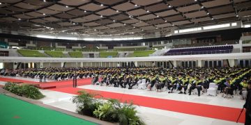 UMS menggelar Sidang Terbuka Senat dalam rangka Upacara Wisuda Program Sarjana, Magister, dan Doktor Periode I Tahun Akademik 2026/2027 di Edutorium KH Ahmad Dahlan UMS, Jumat (25/9/2026). Foto: Ist.