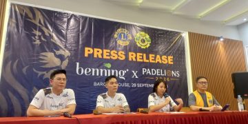 Dokter pendiri Benning Aesthetic Clinic, dr. Kristian Sanjaya; Project Officer Padelions, Aland Adhi dan President Lions Club Solo Bengawan, Amelia Ong memberikan keterangan pers, Selasa (29/9/2026). Foto: Indospektrum.com