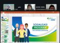 Bidang Kepesertaan BPJS Ketenagakerjaan Cabang Surakarta, Mabrur Ari Wuryanto SP M.M saat memberikan pemaparan sosialisasi program BPJS Ketenagakerjaan via daring. Foto : Ist.