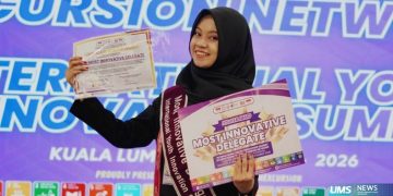 Calista Atha Yumna, mahasiswa Farmasi UMS meraih dua penghargaan dalam International Youth Innovation Summit (IYIS) di Malaysia dan Singapura. Foto: Ist.