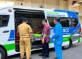 RS UMS A.R Fachrudin jalani verifikasi ambulans gawat darurat di halaman Kantor Dinas Kesehatan Kota Surakarta. Foto : Ist.